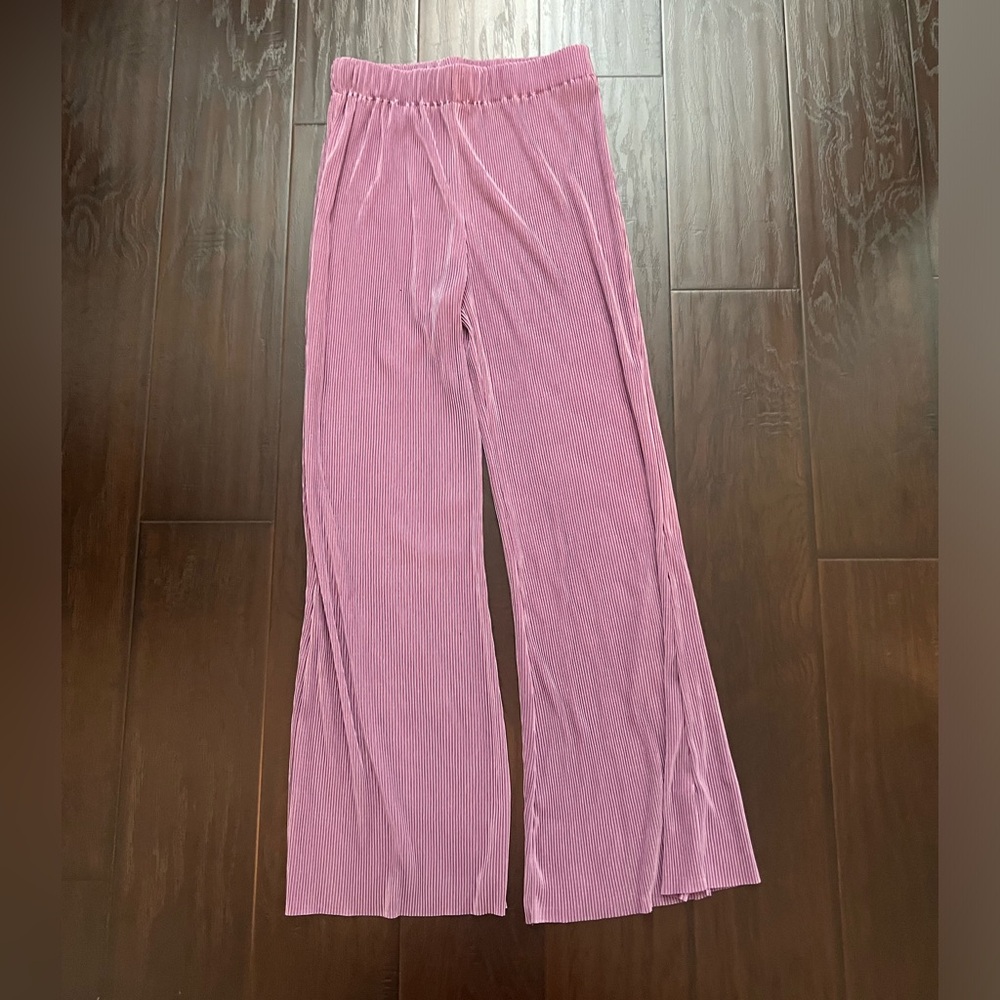 Pleated Lilac Wide Leg Pants